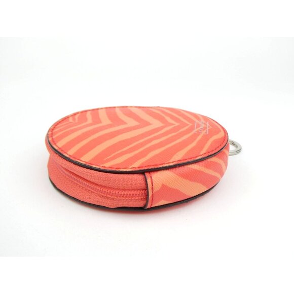 Coach Orange Zebra Print Round Coin Purse With Keyring - Picture 3 of 14